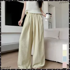 ワイドパンツ ハイウエスト レディース ロングパンツ 楽ちんパンツ 薄手 シワ感 美脚脚長 ゆったり 着やせ ベーシック おしゃれ お出かけ オフィス 無地パンツ 春夏 カジュアルボトムス 体型カバー 送料無料