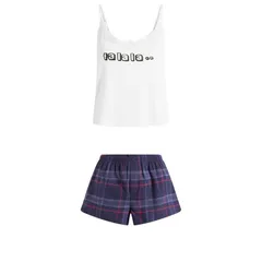 スキムズ レディース ボトムス ハーフパンツ・ショーツ レース SKIMS x CPFM Sleep Lace Cami Flannel Short Sleep Set Fa La Plaid チェック