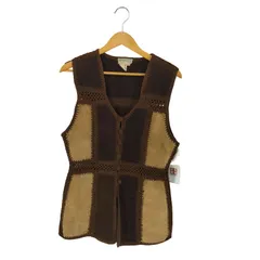 ユーズドフルギ USED古着 {{DeMuna}}韓国製スエードレザーカギ編みベスト レディース import：L 