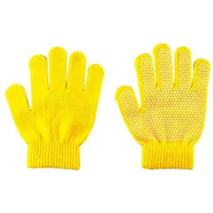 (まとめ）カラーのびのび手袋 すべり止め付 黄 〔×10セット〕