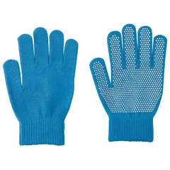 (まとめ）カラーのびのび手袋 大 すべり止め付 青 〔×10セット〕