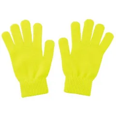 (まとめ）カラーのびのび手袋 大 蛍光イエロー 〔×10セット〕