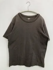 UNIQLO U ユニクロユー Tシャツ/カットソー M グレー 無地 ミドル丈 半袖 クルーネック(丸首)