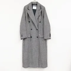 ◎MOSCHINO COUTURE!　モスキーノ クチュール　チェスターコート　ロング　ハウンドトゥース　千鳥格子　チェック柄　ダブル　ウール　白黒　イタリア製　レディース　a00223のサムネイル