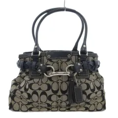 コーチ COACH F13065 ハンプトンズ キャリーオール シグネチャー ハンドバッグ トート 肩掛け タッセル キャンバス レザー ベージュ 黒 ブラック /GV ■GY17