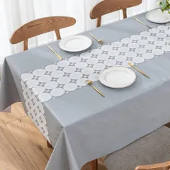 長方形 正方形 PVC tablecloth 汚れ防止 撥水 防水 テーブルカバー 防油 おしゃれ 北欧 ビニール テーブルマット テーブルクロス カーキ色 Neskatu 137×137CM