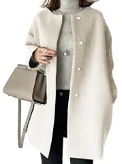 【1/2style】ノーカラー ショート丈 コートブルゾン レディース 前開き ジャケット 体型カバー 春 秋冬e 06bdcf51