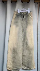 ウエスト後ろゴム ライトブルー ワイド デニム パンツ