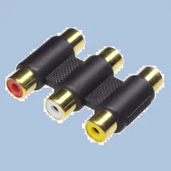 赤白黄 3ピン RCA中継コネクタ メス/メス RCA延長コネクタ 金めっき KAUMO