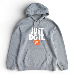 NIKE ナイキ JUST DO IT. スウェットプルオーバーパーカー 長袖 グレー メンズ 裏起毛 ストリート サイズM-L相当