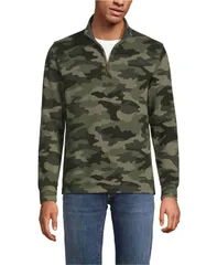 ランズエンド メンズ アウター ニット・セーター ハーフジップ トール セーター Lands End Big Tall Bedford Rib Casual Quarter Zip Sweater River stone green camo グリーン