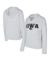 コンセプツ スポーツ メンズ アウター パーカー・スウェット Vネック パイル パーカー Concepts Sport Mens WhiteGray Iowa Hawkeyes French Terry Striped VNeck Pullover Hoodi