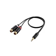 〔5個セット〕 エレコム AVケーブル/3.5φ変換アダプタ/3.5φ-RCAピンジャック×2メス/ブラック/0.3m DH-MWRFN03X5
