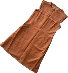 【人気】FOXEY フォクシー ノースリーブワンピース 40 茶 ウール テラコッタ Aライン 裏地あり ストレッチ 春夏 美シルエット 日本製