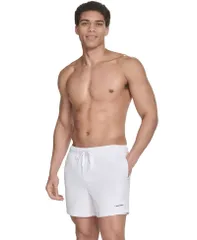 カルバンクライン メンズ 水着 ハーフパンツ・ショーツ Calvin Klein Mens Core Euro RegularFit QuickDry 5 Swim Trunks with Compression Short Liner White ホワイト