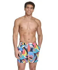 カルバンクライン メンズ 水着 ハーフパンツ・ショーツ Calvin Klein Mens Core Euro RegularFit QuickDry 5 Swim Trunks with Compression Short Liner Abstract Bl