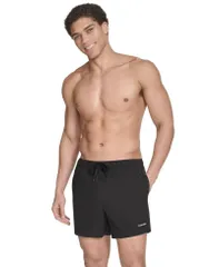 カルバンクライン メンズ 水着 ハーフパンツ・ショーツ Calvin Klein Mens Core Euro RegularFit QuickDry 5 Swim Trunks with Compression Short Liner Black ブラック