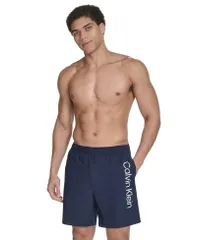 カルバンクライン メンズ 水着 ハーフパンツ・ショーツ Calvin Klein Mens RegularFit QuickDry 5 Swim Trunks with Compression Short Liner Navy ネイビー