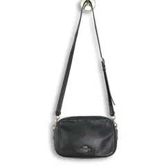 【人気】COACH コーチ ジェス カメラバッグ ショルダーバッグ 黒 クロスボディ レザー シボ革 金具 ダブルジップ 2室 斜め掛け お出かけ