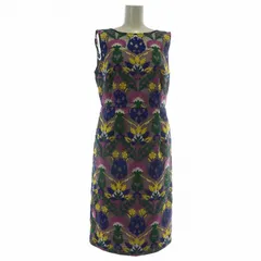 グレースコンチネンタル GRACE CONTINENTAL 19AW オットマン刺繍タイトOP ワンピース ノースリーブ ひざ丈 花柄 総柄 36 S マルチカラー /XZ ■GY19