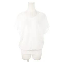 ユナイテッドアローズ UNITED ARROWS サマーニット セーター Vネック 半袖 シアー 透け感 コットン ゆったり 白 ホワイト /AH11 ■GY43