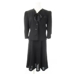 東京ソワール TOKYO SOIR  ブラックフォーマル セットアップ スーツ ジャケット ワンピース リボン チーフ 9 黒 ブラック /CK2 ■GY18