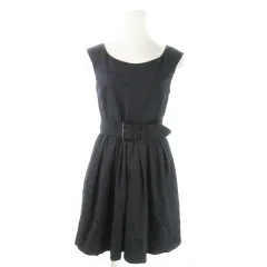 ジルバイジルスチュアート JILL by JILLSTUART ひざ丈ワンピース ノースリーブ 総レース ペイズリー柄 ギャザー ベルト S 紺 ネイビー /AO12 ■GY43