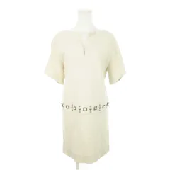 アドーア ADORE ワンピース ミニ 半袖 ストレッチ ビジュー スタッズ ベージュ グレージュ /AH3 ■GY11