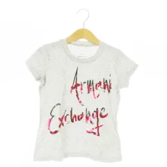 アルマーニエクスチェンジ A/X ARMANI EXCHANGE 半袖Tシャツ クルーネック コットン スパンコール ロゴ 女の子 ガールズ 6A 118cm グレー /AO2 ■GY17