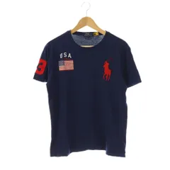 ポロ ラルフローレン POLO RALPH LAUREN Tシャツ カットソー 半袖 ビッグポニー アメリカ国旗 M 紺 /CX ■OS ■GY18