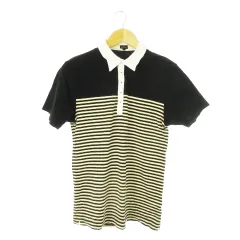 ピーエスポールスミス PS Paul Smith ポロシャツ 半袖 天竺 フライス 配色 切替 ボーダー L 黒 ブラック /CK4