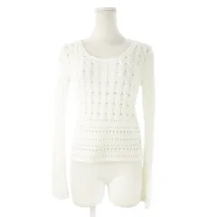 マイケルマイケルコース Michael michael kors 透かしニットセーター ラウンドネック 長袖 コットン ケーブル編み 4 L 白 ホワイト /CK13