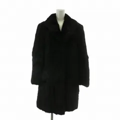 ノーブランド ファーコート アウター 毛皮 ラビット ミドル 11 L 黒 ブラック /XZ ■GY11