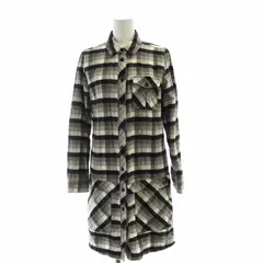 ラコステ LACOSTE シャツワンピース ミドル 長袖 チェック柄 ロゴ ワッペン 40 XL 黒 ブラック 白 ホワイト グレー ■GY13 /MQ