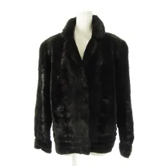 ノーブランド ファーコート ファーブルゾン ショート丈 裏地ペイズリー F 茶 ブラウン /CK21 ■GY99