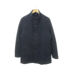 ベスビオ ヴェスヴィオ VESVIO @McG スタンドカラーコート ツイード ミドル丈 L 紺 ネイビー ミックスカラー /MN18 ■GY99