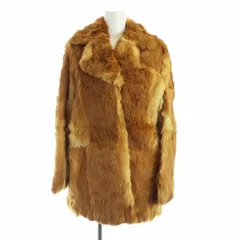 ノーブランド品 毛皮コート ラビットファー 総裏地 長袖 ミドル 茶 ブラウン ■GY19 /MQ
