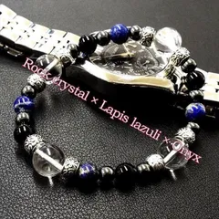 水晶 ×ラピスラズリ× オニキス×天然石ブレスレット