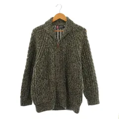 チャップス CHAPS ラルフローレン カウチン ケーブル ニット ジャケット ジップアップ ショールカラー ウール L グレー /CX ■OS ■GY12