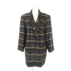 ロレットアビボル Lorette Abitbol コート チェスター ダブル ハーフ丈 ウール チェック 総柄 大きいサイズ 15 黒 ブラック /AH10