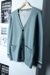 (L-XL) ZIOZIA ジオジア ニット カーディガン ウォッシャブル オーバーサイズ ペールブルー ノームコア-17474