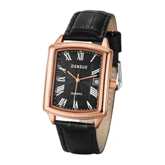 【新品】 腕時計 メンズ スクエア カレンダー 3ATM防水: ローマ アナログ PUレザーベルト クォーツ カジュアル ビジネス ウオッチ シンプル おしゃれ メンズ ファション アクセサリー - 誕生日 記念日 クリスマス バレンタインデー プレゼント 0