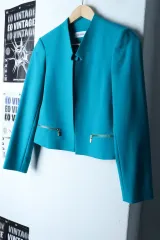 W(F) カルバン・クライン スーツ ジャケット ブレーザー ライトブルー セミクロップド - 1748B