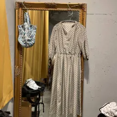 -@ ペイズリー 総柄 花柄 ワンピース シャツ ロング 七分袖 可愛い お呼ばれ　デート　オフィスカジュアル　食事会