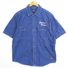 ディッキーズ Dickies ワークシャツ 半袖シャツ コットン M インディゴ 2sa7308