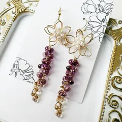 大人のチェコビーズ・春ピンク・揺れるしだれ桜ピアス12