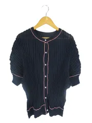 ホコモモラ JOCOMOMOLA カーディガン サマー ニット プリーツ ボタン 半袖 薄手 ネイビー サイズ40 QQQ
