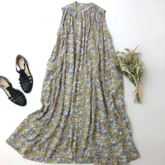 LUPILIEN ルピリアン ナチュラン取扱い フラワープリント バンドカラー ギャザーワンピース 花柄(100E＋8040)26N