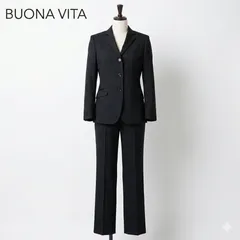 BUONA VITA 黒フォーマルスーツ 3点セット ベスト付き 7号 上質ポリエステル #K023-59-61