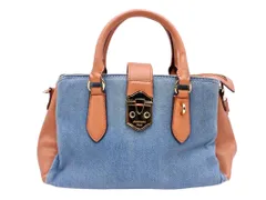 Samantha Vega サマンサベガ デニム レザー 2WAY ショルダー ハンド バッグ 青xベージュ ■■ レディース